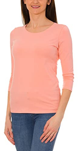 Alkato Damen Shirt 3/4 Arm mit Rundhals, Farbe: Apricot, Größe: L