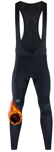 voofly Thermo Radhose Bib Tights Winterhose Herren mit 3D Gel Gepolstert, Black M