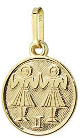 NKlaus Zwillinge Sternzeichen 333 8 Karat Gelbgold 12mm Kettenanhänger Horoskop Zodiak 9127