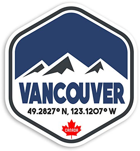 Vinyl-Aufkleber, Motiv: Vancouver Kanada, Ski, Snowboard, Gepäck, 10 cm, 2 Stück