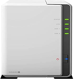 Synology DS220j 4TB 2 Bay Desktop NAS Solution, Installed with 2 x 2TB Western Digital Red Drives