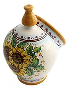 ILAB Saliera in ceramica decorata a mano da ceramisti siciliani di Santo Stefano di Camastra girasole art 15