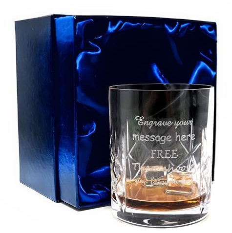 Regalo Personalised Engraved Crystal Glass Whisky Tumbler (Silk Lined Gift Box)