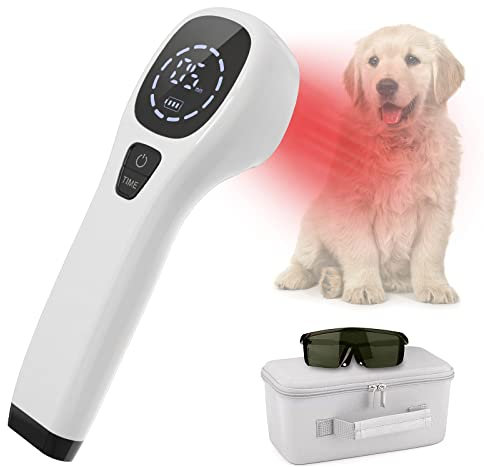 iKeener Haustier/Tierarzt Therapiegerät, Kalte Lasertherapie Lindert Gelenkschmerzen Tieren,Tragbares Rotlicht-Handtherapiegerät mit 650nm & 808nm Wellenlänge,für Pferde,Hunde,Katzen & Andere (Weiß)