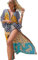 L-Peach Women Roomy Nightgown Long Loungewear Cardigan Kimono Beach Dress Bikini Cover ups Tops