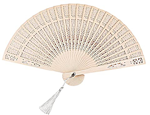 1 Stück Bambus Handfächer Hochzeitsfächer Dekoration Faltfächer Folding Fans Hand Klappfächer Vintage Handheld Faltventilator Chinesischer Fächer Mit Quasten für Männer Damen Hochzeit Party Geschenke