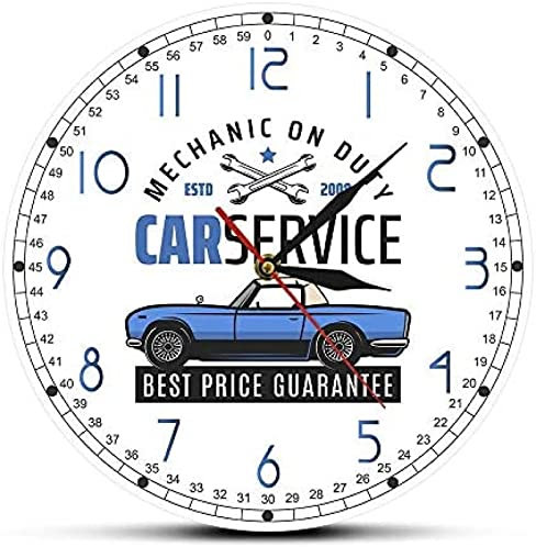 Voiture Automobile Horloge Murale Vintage Garage Service réparation Horloge Murale Design Moderne Voiture Entreprise Marque Suspendus Montre réparateur Cadeau