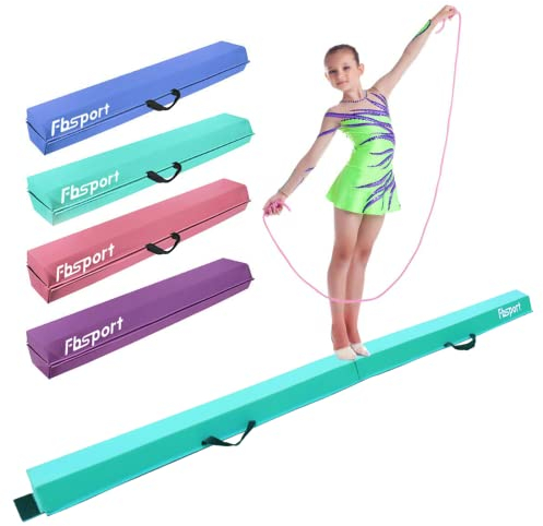 FBSPORT Barra de Equilibrio PU Cuero Plegable 300 cm, Barra de Gimnasia Artistica para Niños Adultos, Viga de Equilibrio con Bolsa de Transporte y Base Antideslizante