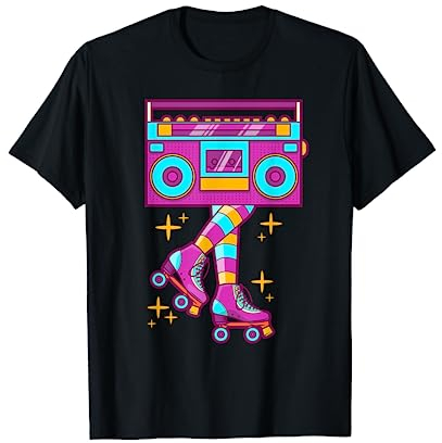Retro-Rollschuhe, lustige 80er-Jahre-Rollschuhe, Disco-Skating-Mädchen, Geschenk T-Shirt