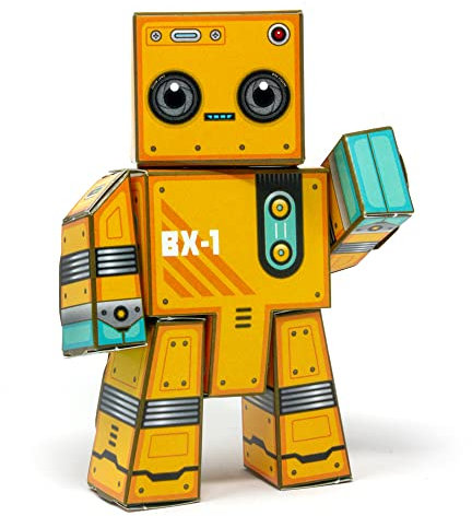 Box Buddies Box Figure 01 BX-1 - Make Your Own Poseable Robot Paper Toy - Paper Craft for Kids, Pocket Money Toys, Stocking Fillers