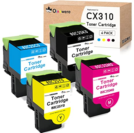 OINKWERE Kompatibel CX310 Toner für Lexmark CX310n CX310dn CX410e CX410de CX410dte CX510de CX510dhe CX510dthe (4-Pack, BK 2500/CMY 2000 Seiten) 80C2SK0 80C2SC0 80C2SM0 80C2SY0 Tonerkartusche