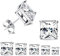 Kakonia 5 Paires de Boucles d'Oreilles Carrées pour Hommes Femmes Boucles d'Oreilles en Zircon Cubique Coupe Princesse Boucles d'Oreilles en Acier Inoxydable 3-7mm, Argent