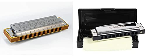 Hohner HOM1896017 Marine Band Classic in C Mundharmonika & Cascha Blues Mundharmonika C-Dur Anfänger u. Fortgeschrittene I Hochwertige 10-Loch diatonische Harmonika hervorragender Klang
