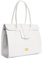 Zamponi Berlin Damen-Tasche aus echtem Leder, breite Schulter Elegante Hand-Tasche Frau Schickes, Shopping-Täschchen Schultertasche aus Leder, Fächer tote shopping bag Tasche Oberer Stiel, Weiß