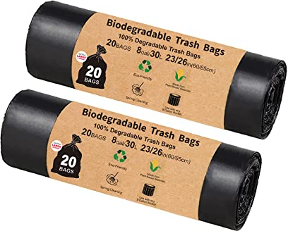 TL-JIYPU Adult Organic Toilet Bags for Camping, Pack of 20, 30L Biodegradable, Black, 40 Pieces