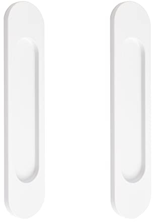 MOROBOR Tiradores ovalados autoadhesivos para puerta corrediza de 18 cm, 2 unidades, aleación de aluminio blanco cálido, mango sin perforaciones, para puertas corredizas de granero, ventanas,