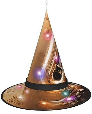BTCOWZRV Halloween Hexenhüte Vintage Saxophon Spire Design Hexenhut Für Halloween Kostüm Cosplay Zauberer Hut Dekoration