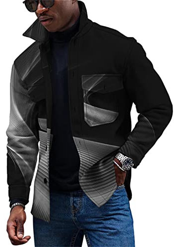 Übergangsjacke Herren Winterjacke Manner Westernhemd Herren Dünne Jacke Jacken Imprägnierspray Jacke Winterjacke Herren Übergangsjacken Männer Bunte Hemden Warme Winterjacke(Light Brown,XXL)