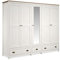 moebel-eins TRICO Kleiderschrank/Drehtürenschrank, Material Massivholz, Kiefer Weiss/eichefarbig, 5-türig