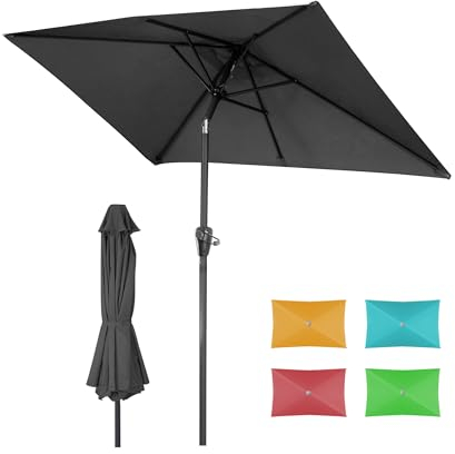 HOMEDEMO Parasol de Jardin Exterieur Inclinable Rectangulaire, Protection UV50+, pour Terrasse, Balcon, Piscine, Patio, 210x140cm Gris Foncé