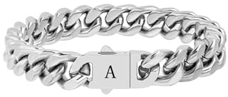 HAYOUWAY Armband Herren Silber mit Buchstaben, Herren Armband Damen Panzerkette Edelstahl Armbänder für Herren mit Gravur A-Z Personalisierte Geschenke für Männer Papa Freund Sohn Bruder Ehemann