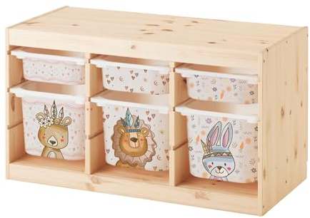 Milaboo® Premium Vinyl Sticker Set passgenau für IKEA TROFAST Regal - 6er Pack, Boho & Beige Töne - Dekorfolien für 3 große & 3 kleine Kisten (boho)
