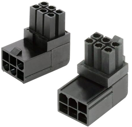cablecc ATX 6-poliger Stecker auf Buchse, Power-Header-Adapter, 90 Grad nach oben und unten abgewinkelt, für GPU-Grafikkarte, 2 Stück