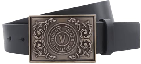Versace Jeans Couture Ledergürtel mit großer Barockschnalle, Schwarz, Schwarz , 105 cm