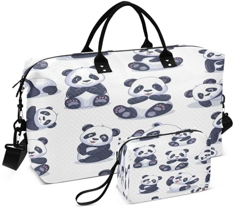- 87 Panda Reisetasche, Reisetasche, Fitnessstudio, Yoga, Handgepäcktasche für Männer und Frauen, Wochenendtasche, Sitzender Panda, Einheitsgröße, Reisetasche