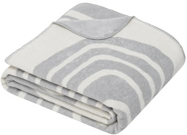 Ibena Telawi 150x 200 cm - Baumwollmix, weich, warm & waschbar, Kuscheldecke abstrakt grau weiß