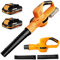 Soffiatore di foglie senza fili 21 V, soffiatore a foglie con batteria 4,0 Ah, 3000 W, 2 modalità di velocità per la manutenzione del prato, soffiaggio della neve e rimozione della polvere (giallo)