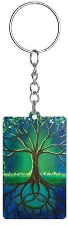 Portachiavi personalizzato con albero della vita, portachiavi per auto, con ciondolo in acrilico, per portafoglio, zaino, borsa