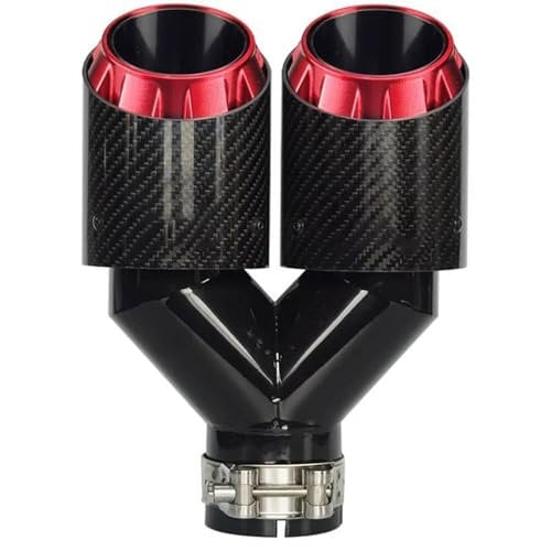 DZSYINGLONGSM Endrohre Gerades Schalldämpferende Y-Form Mit Doppeltem Ausgang Aus Rotem Kohlenstoffstahl Auspuffschalldämpfer Aus Rostfreiem Auspuff Endrohr(In 57mm Out 89mm)