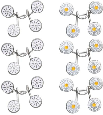 Verstellbare Jeansknöpfe Set, 6 Paare Hosenbund Enger Machen Clips Jean Knopfnadeln, 2 Stile Hosenknopf zum Verkleinern, für Damen Jeans, Hosen und Röcke