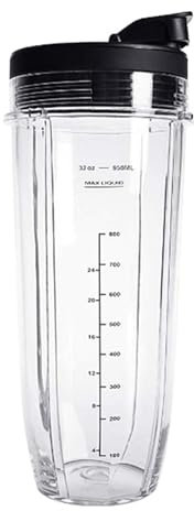 Lid and 32OZ Cup and 7 Fins Blade，Compatible for Ninja Auto BL482 IQ 1000W Blender Accessories Replacement Parts