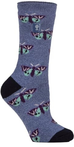 HEAT HOLDERS Womens Thermal Socks Lite | Thin Floral Patterned Fleece Lined Socks 4-7 UK