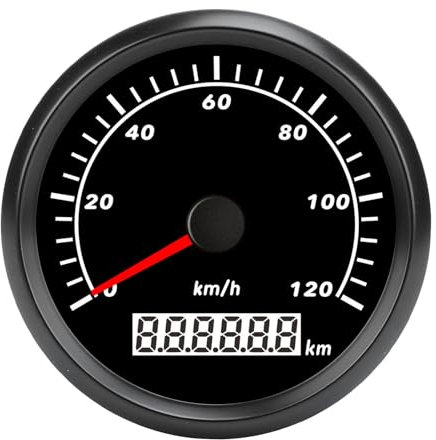 Marine-Geschwindigkeitsmesser, Digitaler Boot-Tachometer, 7-Farben-Schrittmotor, 0 Bis 120 Km, IP67, Leicht Ablesbar, für Yacht, Wohnmobil, LKW, Motorrad