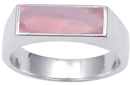 NILOY Rose Quartz Gemstone 925 Sterling Silver Handmade Ring For Men And Women All UK Size Ring Boho Silver Ring Jewelry PGR-025AS_M 1/2