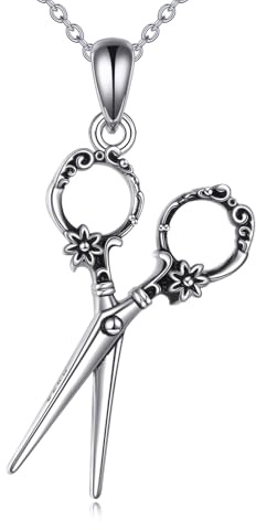 DAYLINLOVE Friseur Geschenk 925 Sterling Silber Schere und Kamm Hängel Halskette Friseur Friseur Schmuck Geschenk für Frauen Mädchen