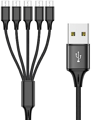 ZEPFJHE USB Splitter Cable USB2.0 to MicroUSB Multi Charging Cable 3/4/5 in 1 for Adapter Cable