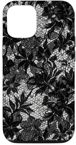 Vintage Gothic Schwarz Floral Lace Design Hülle für iPhone 12/12 Pro