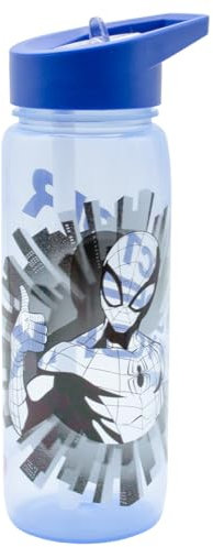 ms móvil shop Botella Reutilizable Spiderman 600 ml | Diseño Oficial “Protector of New York” con Boquilla Abatible | Libre de BPA | Cierre Hermético | Ideal para Niños y Uso Diario en la Escuela