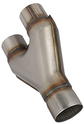 RCCT Tuyau d'échappement Y à double sortie 57 mm - Pièce en Y en acier inoxydable 409, raccord soudable universel, Ø 63 mm (simple 2,5 pouces / double 57 mm)