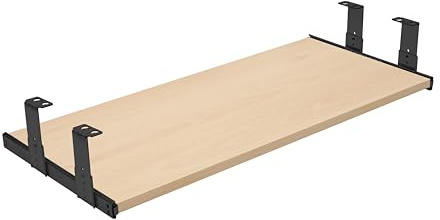 FIX&EASY Support coulissant Up&Down XL p. clavier ordinateur et souris avec tablette tiroir 800X400mm hêtre décor, rails réglable en hauteur noir glissières 400mm avec verrouillage pour pc table