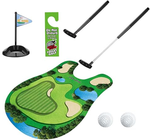 Odoukey Toilet Golf Game 1 Set Funny Mini Golf Game for Men Husband Boyfriend Fathers Day