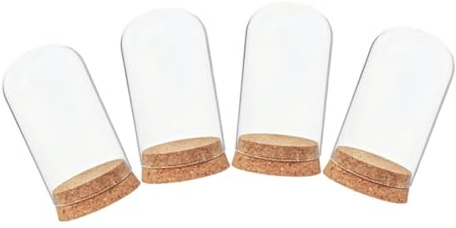 Cabilock 4 Stück Mini Glaskuppel mit Korken Kleine Glasglocke für Ewige Rose & DIY Mikrolandschaft Miniatur Glashaube für Basteln, Deko