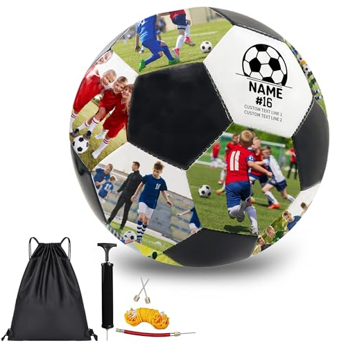 FCLYDER Personalisiert Fußball mit Foto & Text – Individueller Geschenkball für Papa, Trainer, Fans – Geburtstag, Weihnachten, Vatertag (Größe 3/4/5 wählbar)