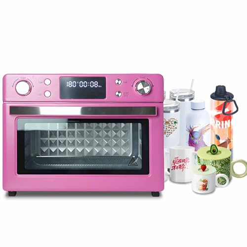 Horno de sublimación de 1400 W con pantalla digital, horno de cocina de convección de luz de 16 L, incluye guante protector para tazas, vasos, tazas, botellas de agua, impresión a granel