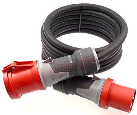 netbote24 HQ-Line CEE Starkstrom Verlängerungskabel 5G10 (5x10mm²) H07RN-F 63A/400V IP44 MENNEKES 5-25m (15m)