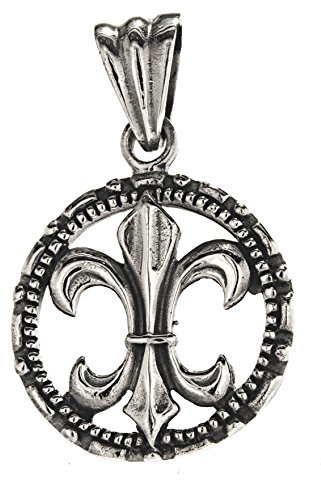 Kiss of Leather 239 Pendentif en argent sterling 925 Fleur-de-Lis